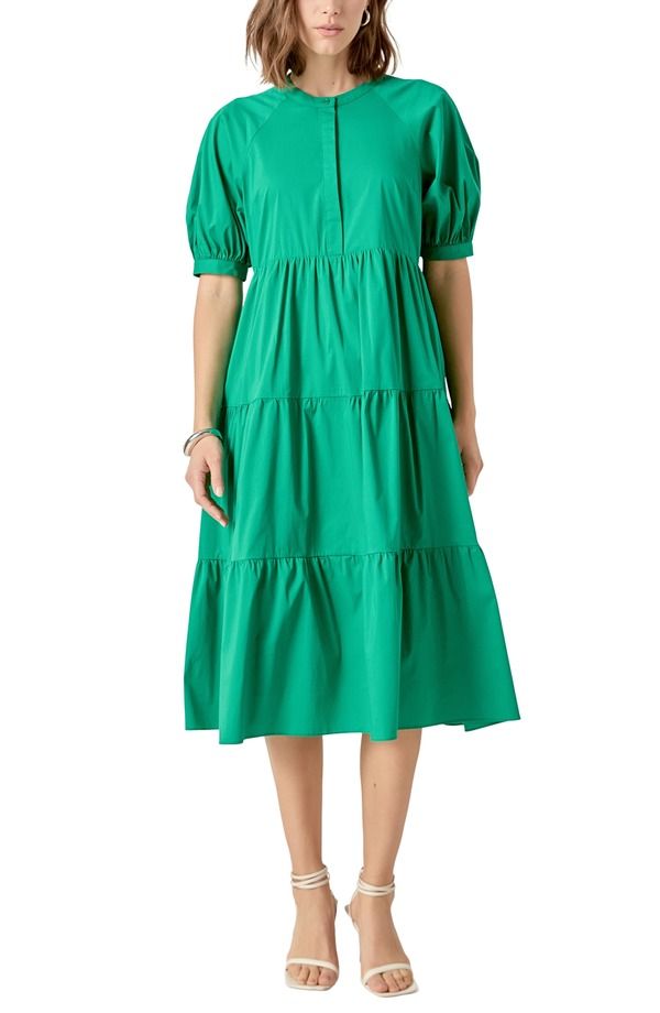 イングリッシュファクトリー レディース トップス ワンピース English Factory Puff Sleeve Dress Kelly Green グリーン 20,425円