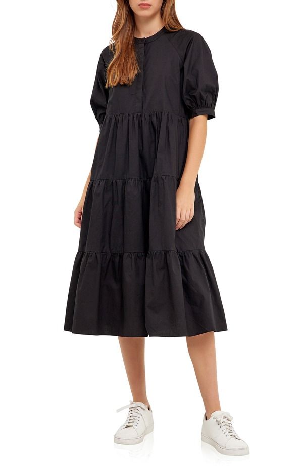 イングリッシュファクトリー レディース トップス ワンピース English Factory Puff Sleeve Dress Black ブラック
