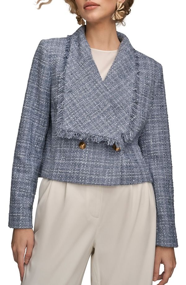 ダナ キャラン ニューヨーク レディース アウター ジャケット・ブルゾン フリンジ Donna Karanew York Fringedouble Breasted Crop Boucl Jacket