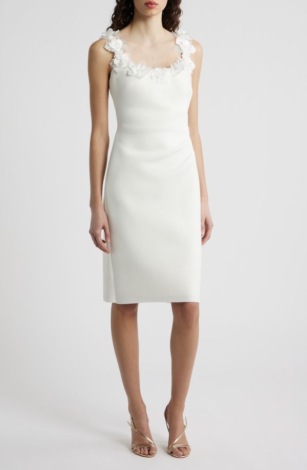 エリザジェイ レディース トップス ワンピース フラワー柄 ギャザー フラワー Eliza J Floral Ruched Cocktail Dress Ivory アイボリー
