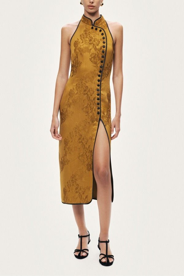 ノクチューン レディース トップス ワンピース ミディ Nocturne HighNeck ButtonDetail Midi Dress Camel キャメル