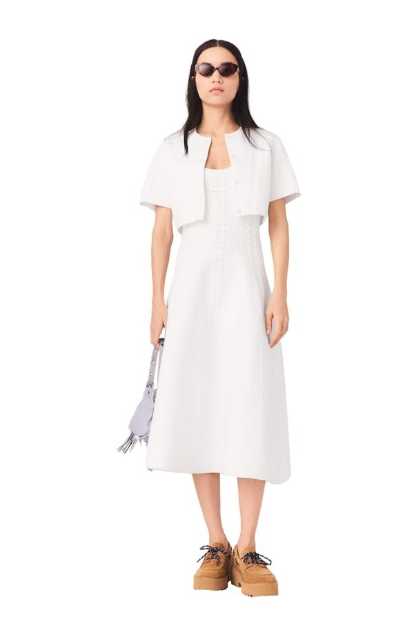 マージュ レディース アウター パーカー・スウェット カーディガン クロップド maje Cropped cardigan White ホワイト