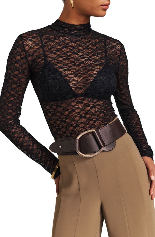 リフォーメーション レディース トップス シャツ タートルネック ジャージー Reformationell Turtleneck Jersey Top Black Lace ブラック