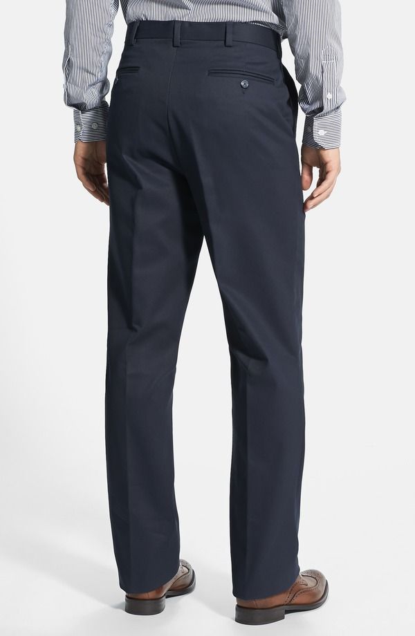 ベール メンズ ボトムス カジュアルパンツ コットン Berle Flat Front Classic Fit Cotton Dress Pants Navy ネイビー
