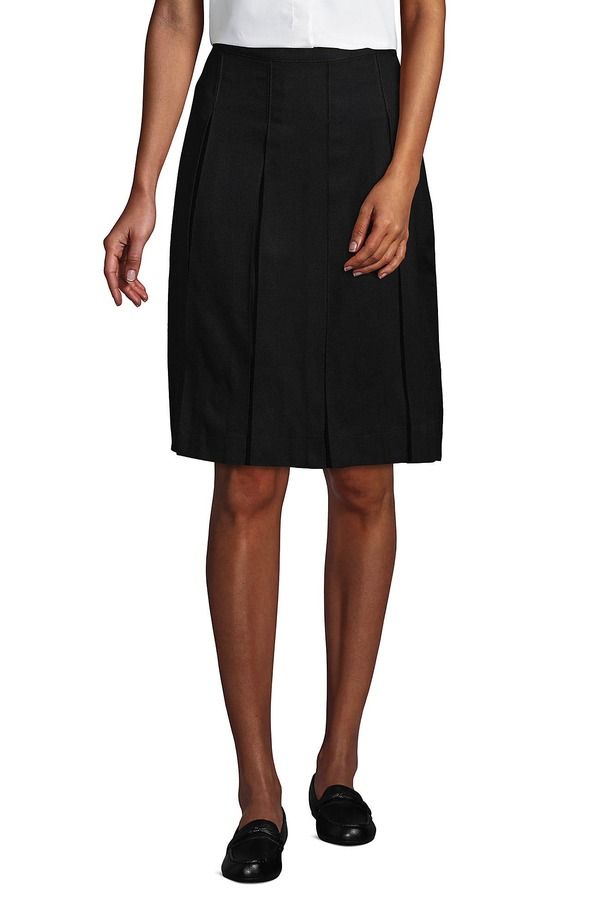 ランズエンド レディース ボトムスカート Lands End School Uniform Solid Box Pleat Skirtop of Knee Black ブラック 12,074円