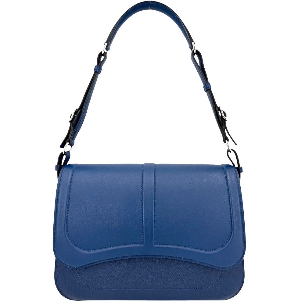 エルメス ショルダーバッグ レディース ハーネス 肩掛け HERMES X刻印 スイフト エプソン ブルー 青 シルバー金具 2016年【中古品】