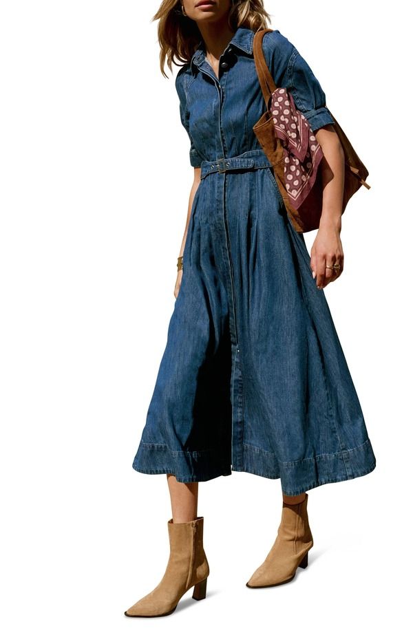 ミルトンベルベット レディース トップス ワンピース ミディ シャツ デニム MINT VELVET Denimidi Shirt Dress with a belt Navy ネイビー