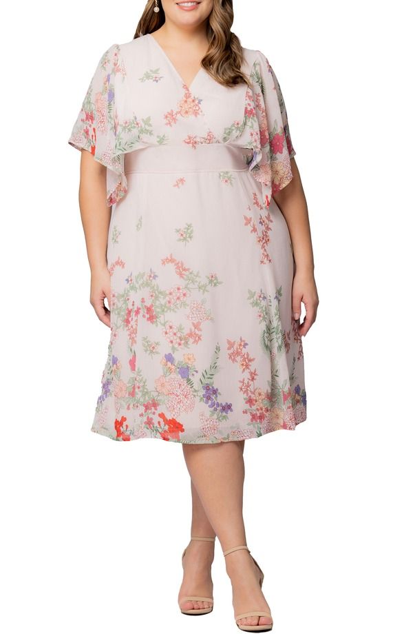 キヨナ レディース トップス ワンピース A ライン フラワー柄 プリント フラワー Kiyonna Floral Print ALine Dress Cottage Garden Border
