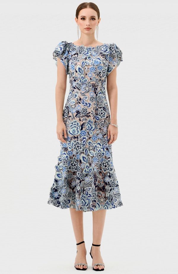バリアーノ レディース トップス ワンピース ミディ Bariano Peri Flutter Sleeve Midi Blue ブルー