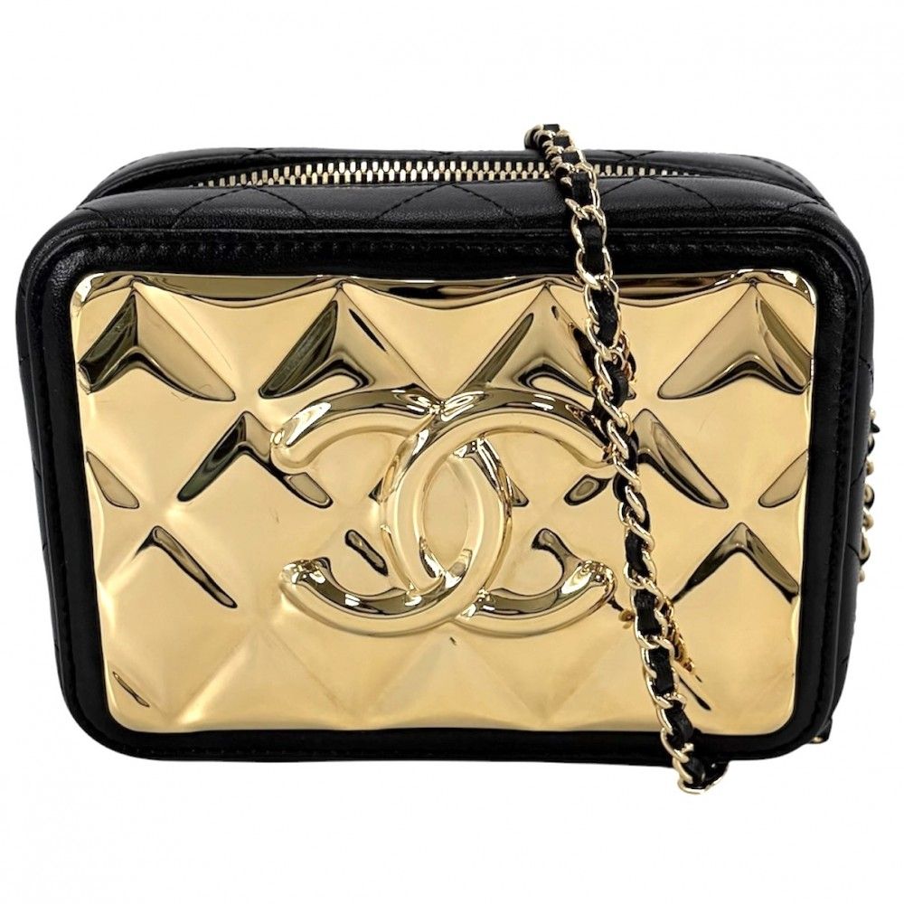 シャネル ショルダーバッグ レディース マトラッセ チェーン バニティバッグ 肩掛け 小さめ CHANEL ラムスキン ブラック 黒 ゴールド金具【中古品】