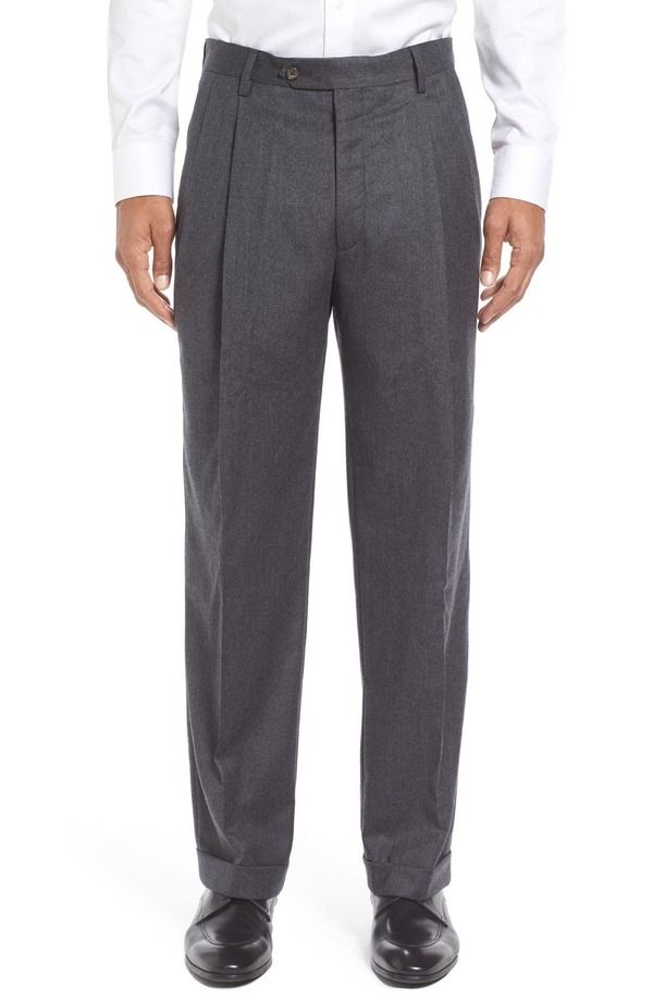 ベール メンズ ボトムス カジュアルパンツ プリーツ Berle Lightweight Flannel Pleated Classic Fit Dress Trousers Medium Grey 37,570円