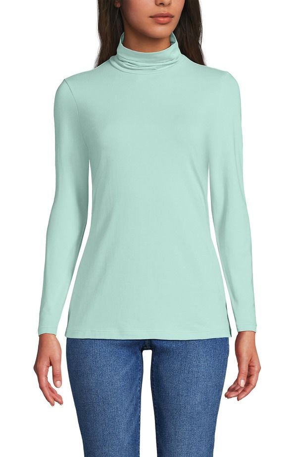 ランズエンド レディース トップス シャツ タートルネック ジャージー Lands End Lightweight Jersey Long Sleeve Turtleneck Pale Sky