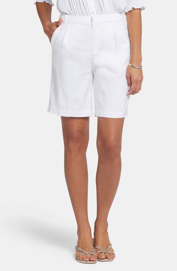エヌワイディージェイ レディース ボトムス ハーフパンツ・ショーツ ショートパンツ リネン NYDJ Relaxed Linen Blend Shorts Optic White ホワイト