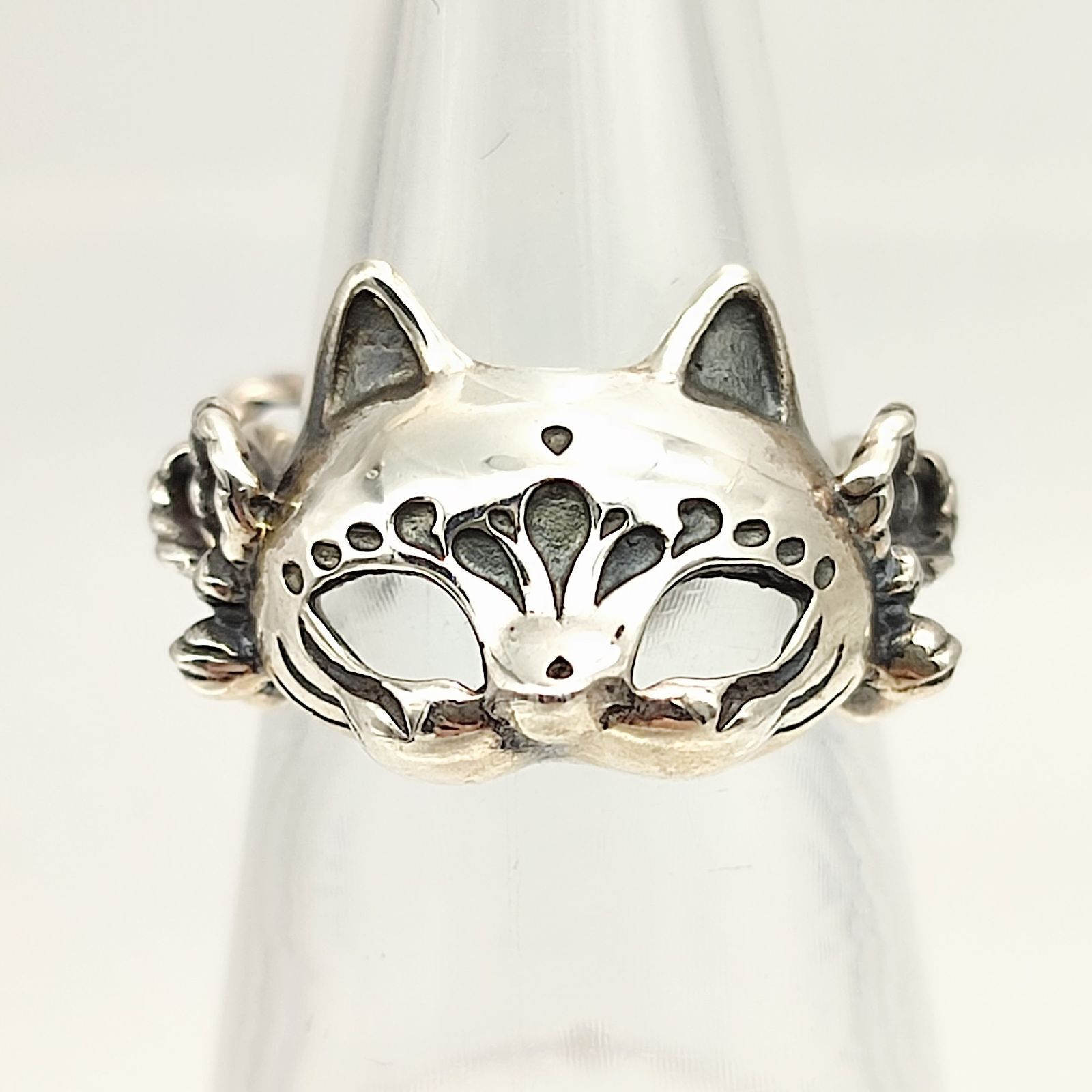 美品】かすう工房 妖怪面指輪 猫面リング SILVER シルバー925 15号 6.8