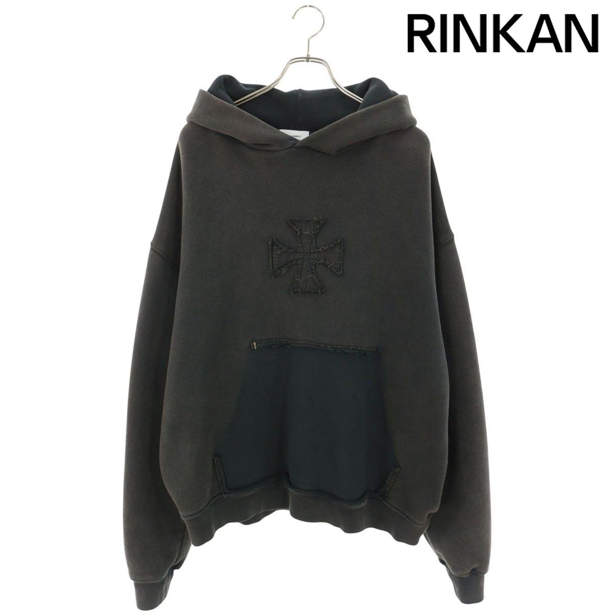 アスクユアセルフ CROSS PATCH VINTAGE HOODIE ヴィンテージ加工プルオーバーパーカー メンズ L