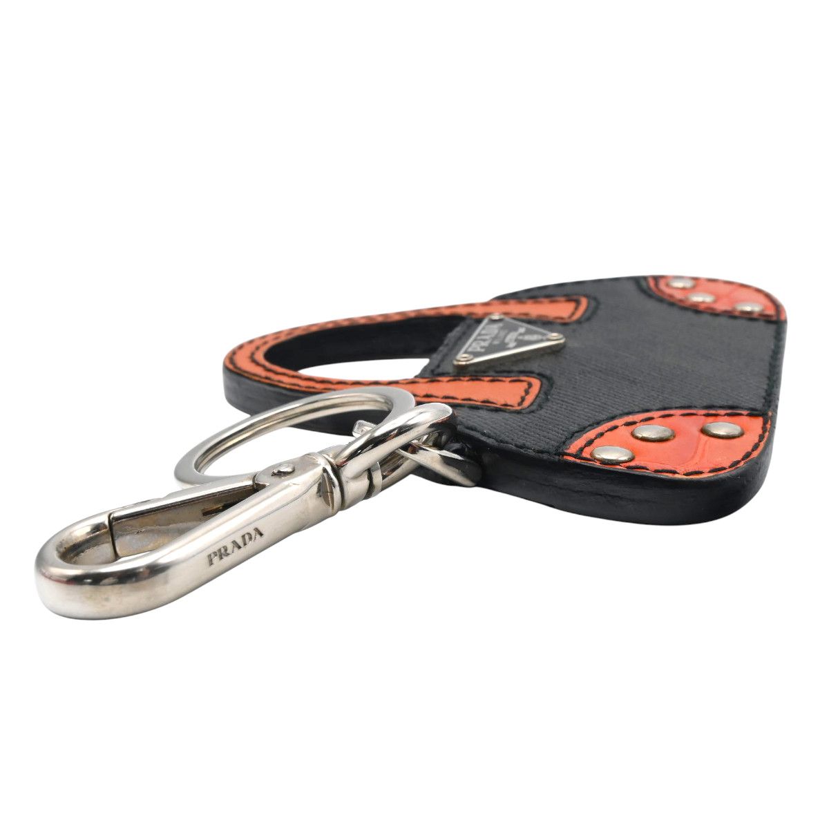 PRADA プラダ バッグモチーフ ロゴプレート レザ― キーホルダー バッグ