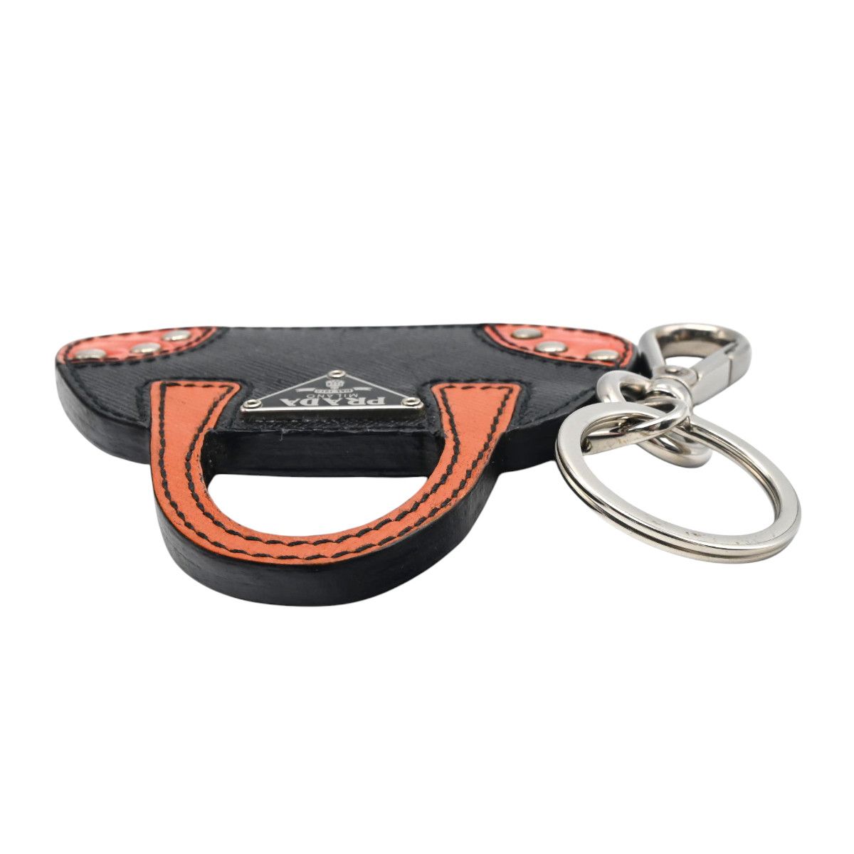 PRADA プラダ バッグモチーフ ロゴプレート レザ― キーホルダー バッグ