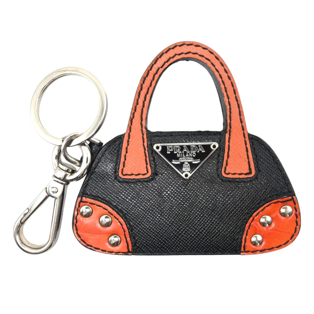 PRADA プラダ バッグモチーフ ロゴプレート レザ― キーホルダー バッグ