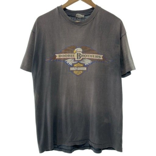 【中古】　Hanes　Harley-Davidson × The Doobie Brothers　Tシャツ　90s vintage　90年代　OLD　半袖　トップス　クルーネック　プリント　オーバーサイズ　USA製　古着　/7333