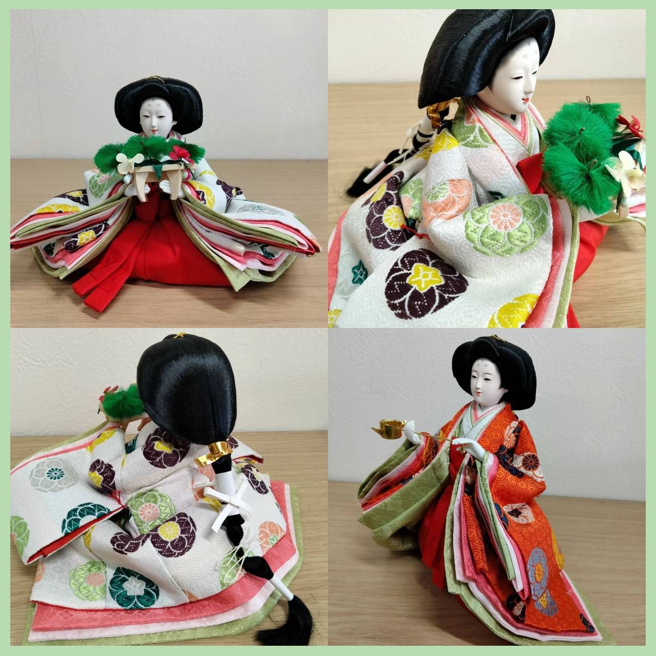 [N-7334] 有職雛 官女 五寸 丸紋朱No81 伝統工芸士 大橋弌峰作 KF552-81 N-7334] 有職雛 官女 五寸 丸紋朱No81 伝統工芸士 大橋弌峰作 KF552-81