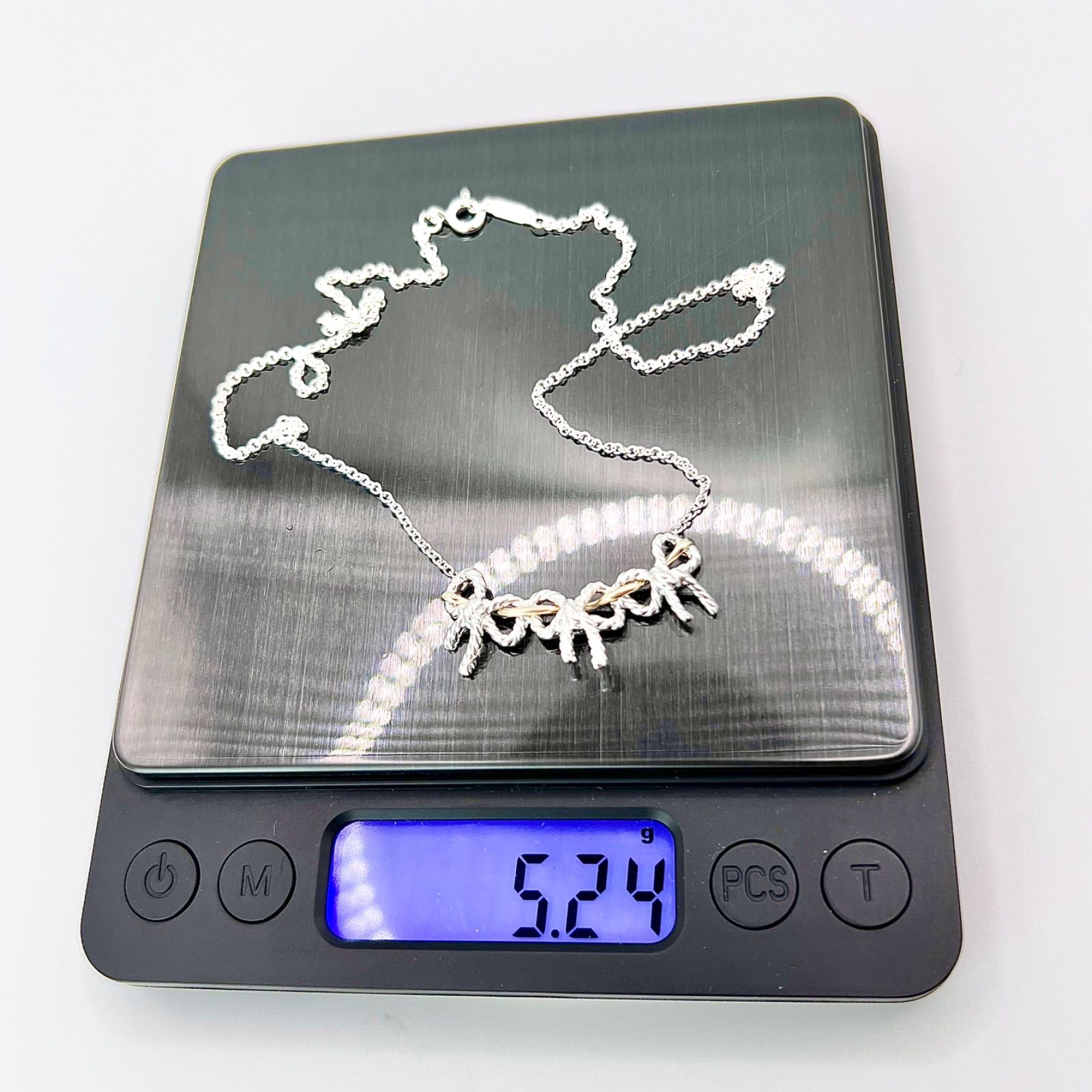 極美品 ティファニー トリプル リボン コンビ ネックレス TIFFANY&CO