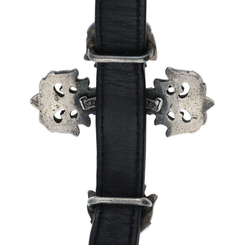 クロムハーツ BENT FILIG CROSS ベントフィリグリークロスガンスリンガーレザーブレスレット メンズ