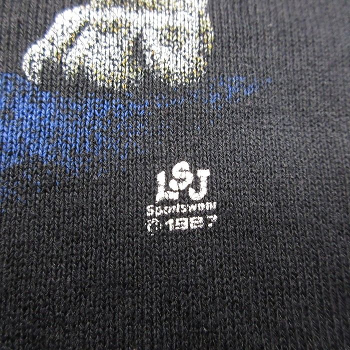 M/古着 ジャージーズ 長袖 スウェット メンズ 80年代 80s オオカミ ラグラン クルーネック ブラック【spe】 26jun03