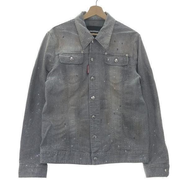 DSQUARED2 ディースクエアード 17SS スタッズ デニムジャケット グレー S74AM0700 S30260 中古】DSQUARED2 スタッズデニムジャケット 52 S74AM0700 S30260