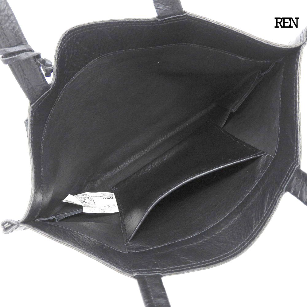 超美品 レン REN FUKURO 豚革 トートバッグ ランチバッグ S ピッグスキン 黒 ブラック 定価13750円