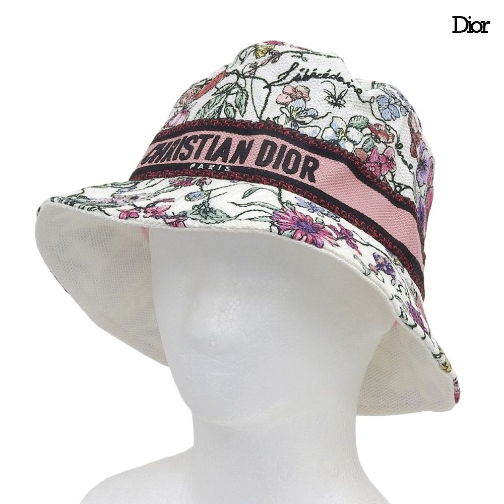 超美品 ディオール Dior 2023年 D-Bobby バケットハット フロリレージョ シグネチャー 刺繍入り 帽子 57 レディース