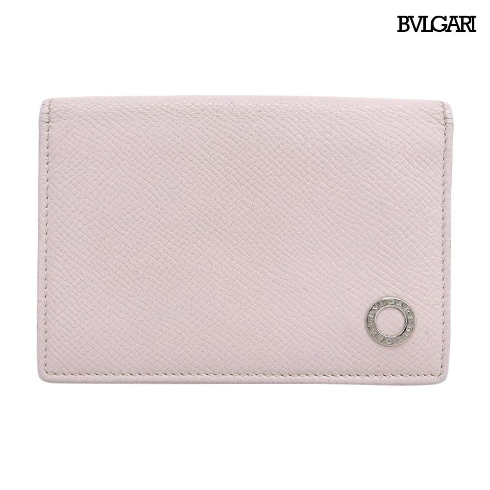 美品 ブルガリ BVLGARI レザー カードホルダー ビジネス カード ケース 名刺入れ ピンク