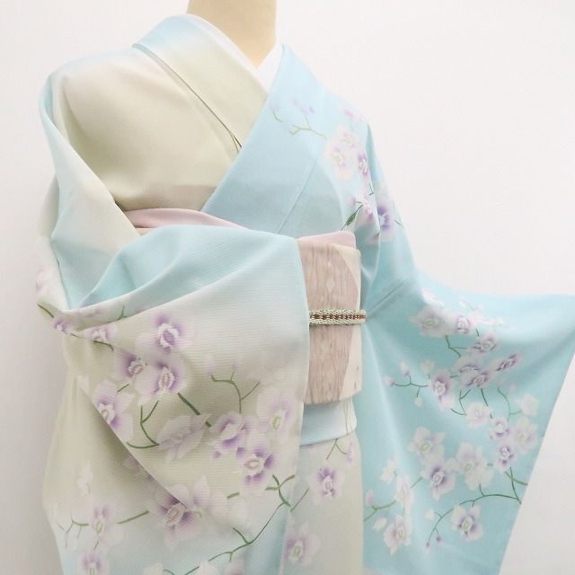 新品・夏訪問着】絽 胡蝶蘭 夏着物 正絹 仕付け糸付 トールサイズ