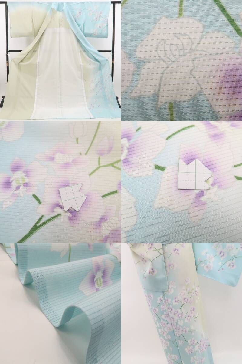 新品・夏訪問着】絽 胡蝶蘭 夏着物 正絹 仕付け糸付 トールサイズ