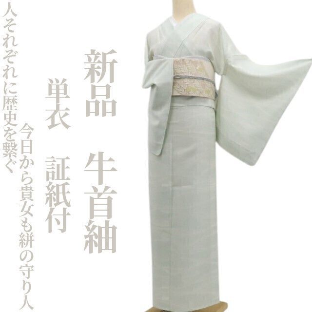 【新品・夏牛首紬】単衣 着物 正絹 仕付け糸付 証紙付 tomihisa“人それぞれに歴史を繋ぐ今日から貴女も絣の守り人”6591