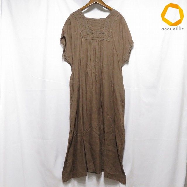 #snc ネストローブ nest Robe ワンピース F 茶 麻 ロング 半袖 ドルマン レース ロング スクエアネック レディース [988524] 11,680円