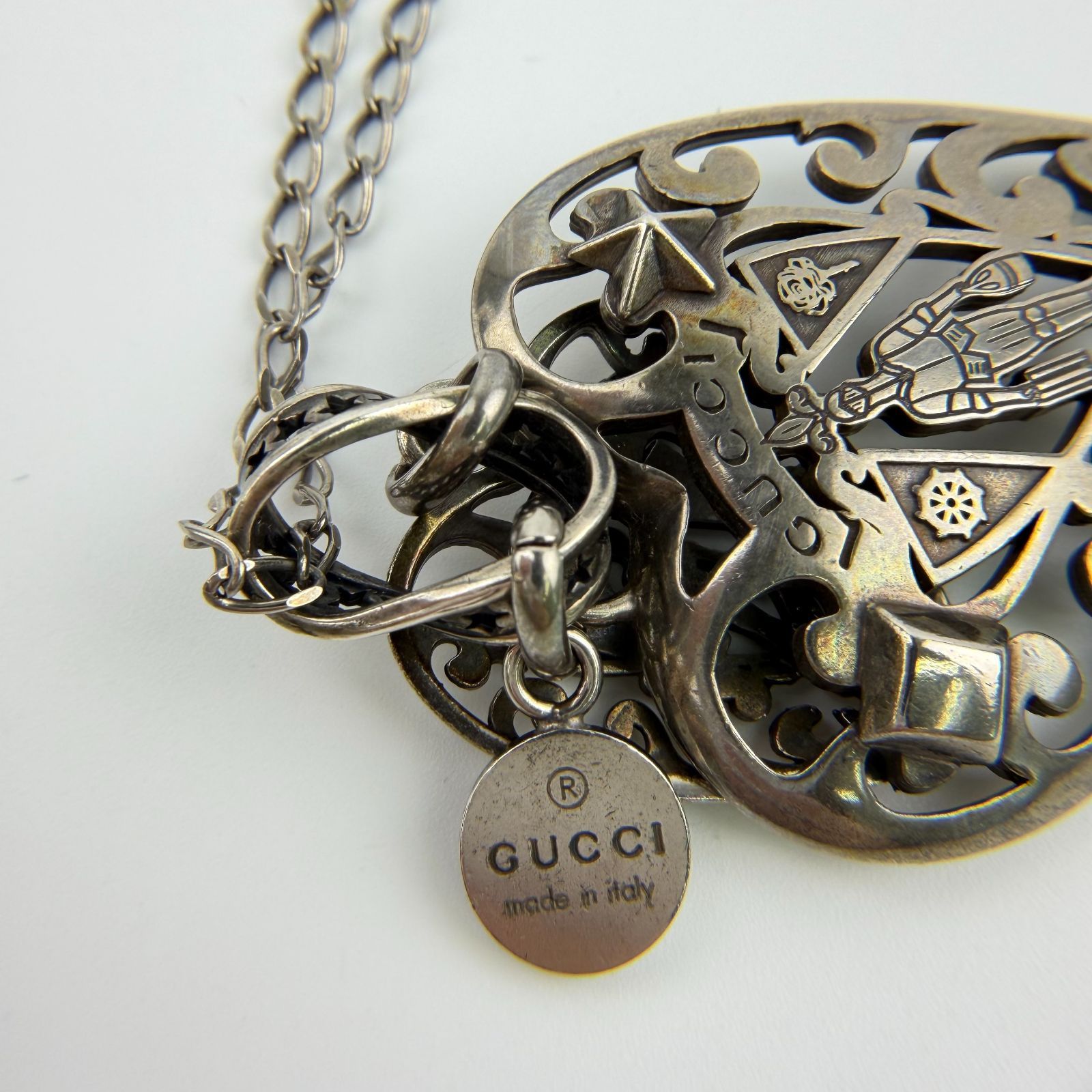中古】GUCCI グッチ ハート チャーム ネックレス 銀製925 シルバー
