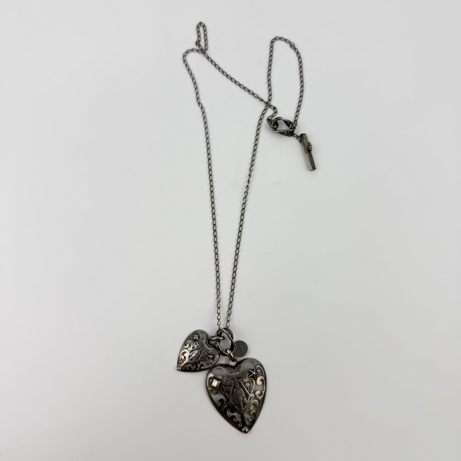 中古】GUCCI グッチ ハート チャーム ネックレス 銀製925 シルバー