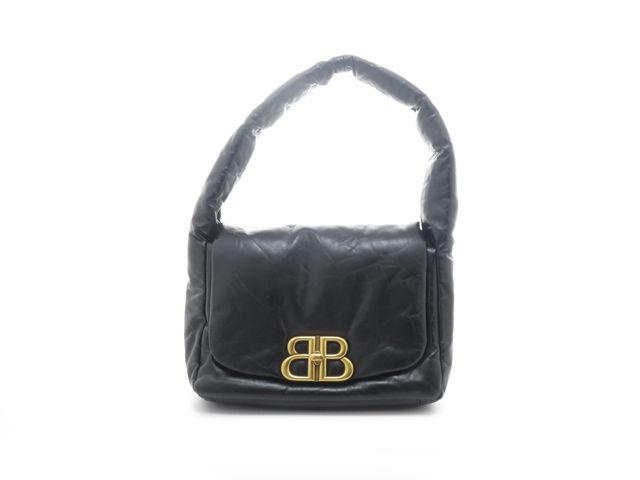 BALENCIAGA バレンシアガ バッグ モナコ ワンショルダー ブラック レザー 787896 ショルダーバッグ レザー ブラック レディース【中古】437