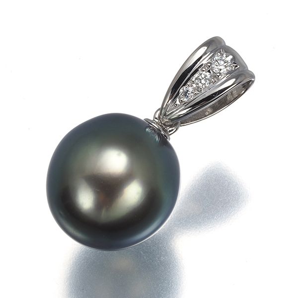 TASAKI タサキ ペンダントトップ ブラック パール 真珠 11.2mm ダイヤ ダイヤモンド 0.03ct 一粒 Pt900 #196754