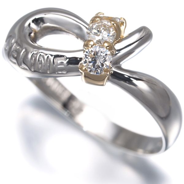 Celine ring diamond 0.2 ct logo combination color 12 pt900/k18yg #194235