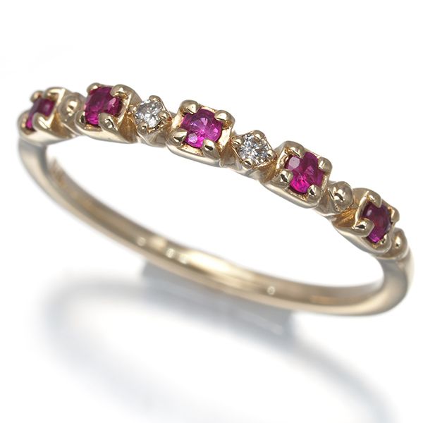 アガット リング ルビー ダイヤ ダイヤモンド 0.01ct ピンキー 3号 K10YG #196536 15,048円