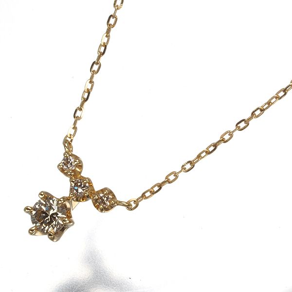 アガット ネックレス ブラウン ダイヤ ダイヤモンド 0.10ct K18YG #196534