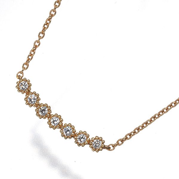 スタージュエリー ネックレス ダイヤ ダイヤモンド 0.07ct ミルグレイン 7P K18PG #196341