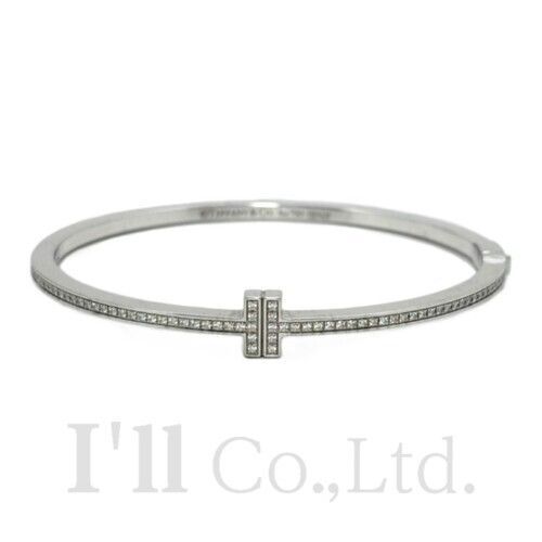 Tiffany&Co.　ティファニー　ヒンジ　ワイヤー　バングル　ミディアム　62273100　750WG　70Pダイヤモンド0.33ct　ブレスレット　カフ　Tモチーフ　Tワイヤー　Au750　K18WG　ホワイトゴールド【中古】【87732】