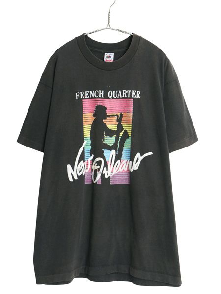 90s USA製 ジャズ アート イラスト プリント Tシャツ メンズ XL / オールド 音物 グラフィック ヘビーウェイト コットン 大きいサイズ 黒