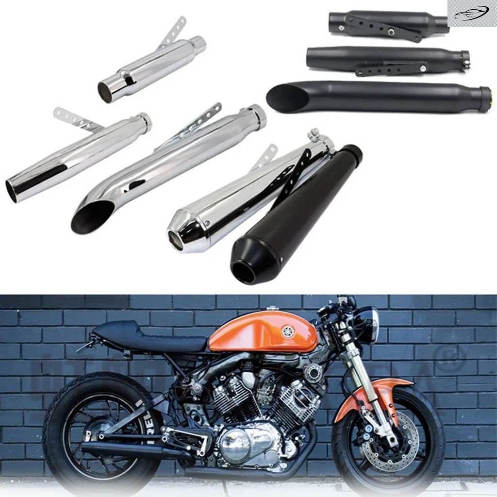 バイク 用エキゾーストマフラー レトロ ヴィンテージ クラシック 電気メッキ エスケープ モト CG125 SR400 CB500 VT500 CM300 500 カフェ用