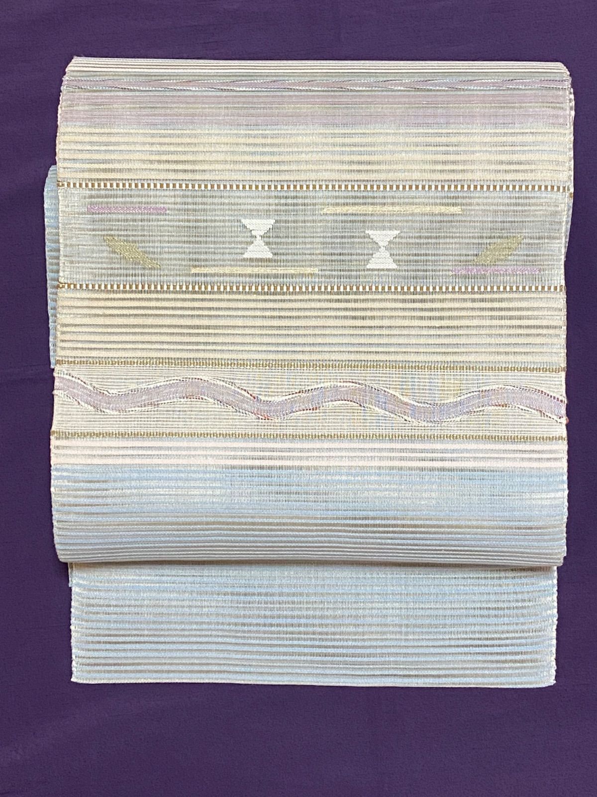 【新品　未使用】仕立て上がり　夏帯　名古屋帯　絽　水色　八寸　ポイント柄　900241