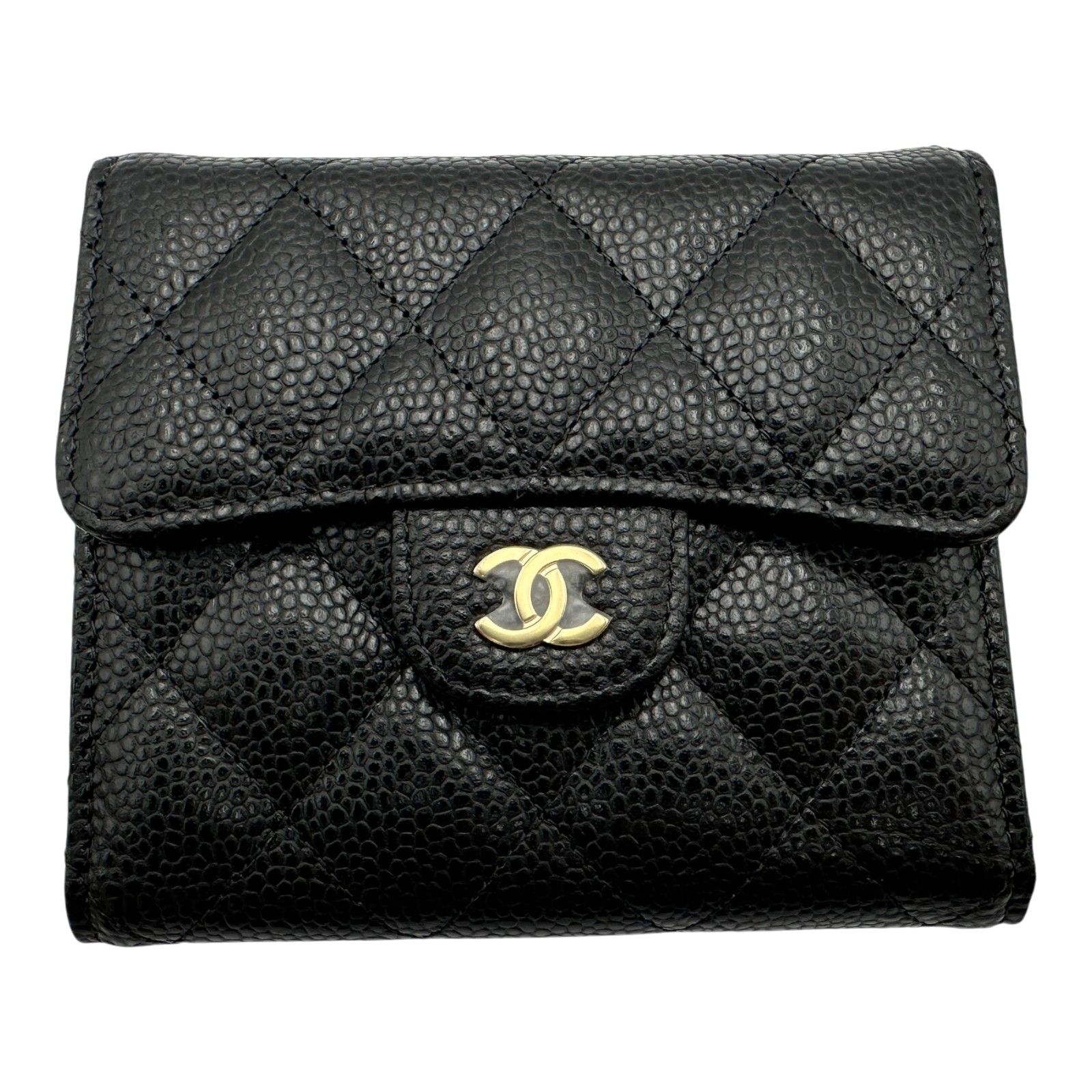 シャネル CHANEL クラシックスモールフラップウォレット AP0231 ブラック ゴールド金具 キャビアスキン レディース 三つ折り財布