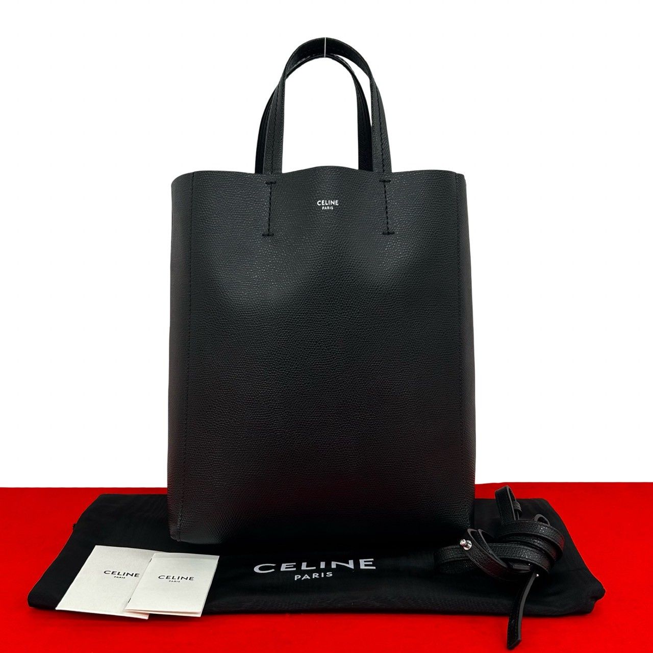 CEINE セリーヌ　バーティカルカバ　ブラック 極 美品 袋付き CELINE セリーヌ バーティカル カバ レザー 本革 2way