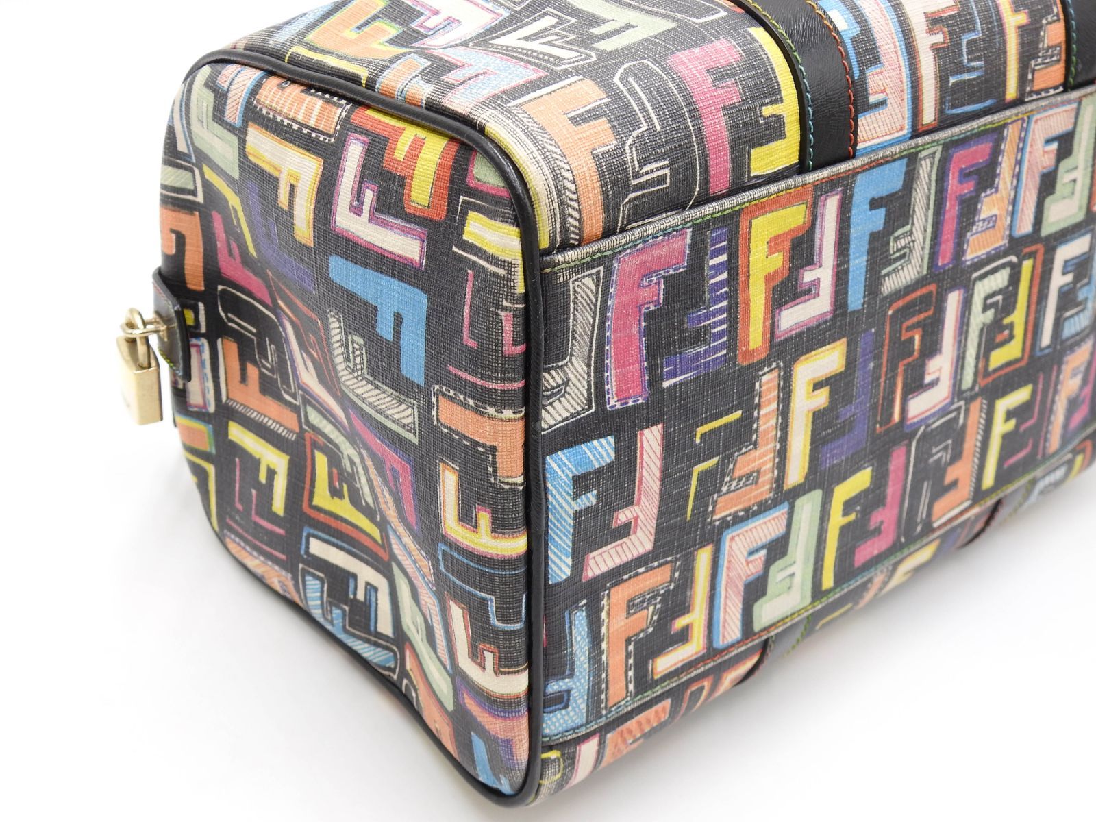 U*i様 9160美品 90s Fendi フェンディ ズッカ柄 ステンカラーコ フェンディ ズッカ柄 ハンドバッグ ボストンバッグ PVC キャンバス